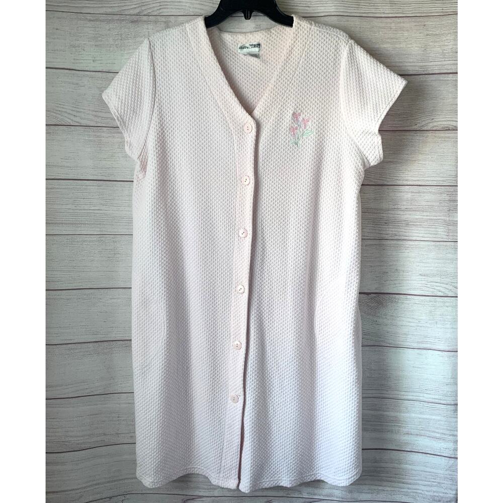Miss Elaine Light Pink Nightgown Sleepwear Embroidered Flower Size Large
